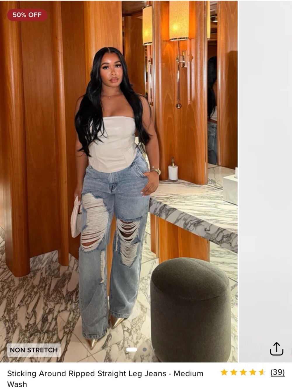 Fashion Nova Light Blue Distressed Boyfriend Jeans